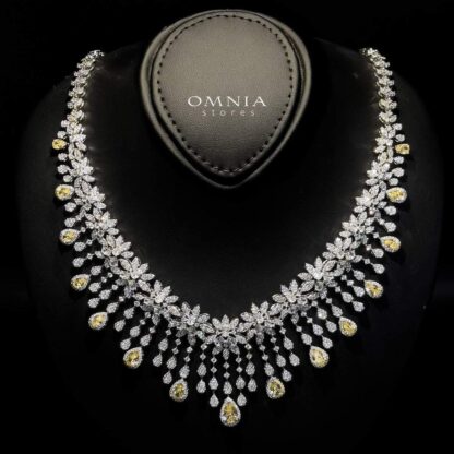 Omnia Anoud Yellow Bridal Full Set with Sparkling Zircon Stones in High-Quality Rhodium Plated Finish - Image 6
