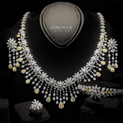 Omnia Anoud Yellow Bridal Full Set with Sparkling Zircon Stones in High-Quality Rhodium Plated Finish - Image 5