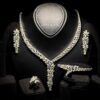 Omnia Basant Yellow Bridal Full Set with Sparkling Zircon Stones in High-Quality Rhodium Plated Finish