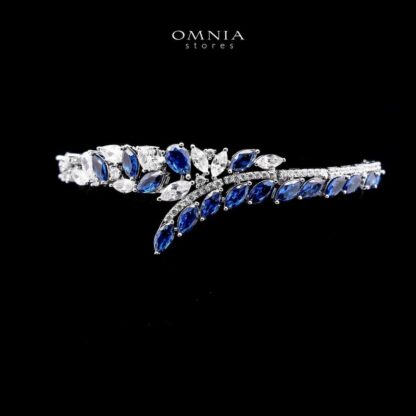 Omnia Basant Blue Bridal Full Set with Sparkling Zircon Stones in High-Quality Rhodium Plated Finish - Image 4