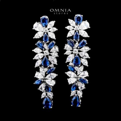 Omnia Basant Blue Bridal Full Set with Sparkling Zircon Stones in High-Quality Rhodium Plated Finish - Image 6