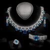 Omnia Suhana Sky Blue Bridal Full Set Designed with Pear-Cut and Round Simulated Diamonds in High-Quality Rhodium Plated Finish