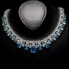 Omnia Suhana Sky Blue Bridal Full Set Designed with Pear-Cut and Round Simulated Diamonds in High-Quality Rhodium Plated Finish - Image 7