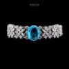 Omnia Suhana Sky Blue Bridal Full Set Designed with Pear-Cut and Round Simulated Diamonds in High-Quality Rhodium Plated Finish - Image 6