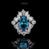 Omnia Suhana Sky Blue Bridal Full Set Designed with Pear-Cut and Round Simulated Diamonds in High-Quality Rhodium Plated Finish - Image 8