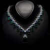 Omnia Veryna Bridal Full Set in High Quality Simulated Diamonds with Emerald and Sapphire Cut Stones, Rhodium Plated - Image 2