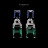 Omnia Veryna Bridal Full Set in High Quality Simulated Diamonds with Emerald and Sapphire Cut Stones, Rhodium Plated - Image 4