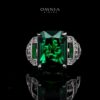 Omnia Veryna Bridal Full Set in High Quality Simulated Diamonds with Emerald and Sapphire Cut Stones, Rhodium Plated - Image 5