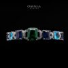 Omnia Veryna Bridal Full Set in High Quality Simulated Diamonds with Emerald and Sapphire Cut Stones, Rhodium Plated - Image 3