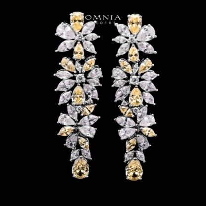 Omnia Basant Yellow Bridal Full Set with Sparkling Zircon Stones in High-Quality Rhodium Plated Finish - Image 4
