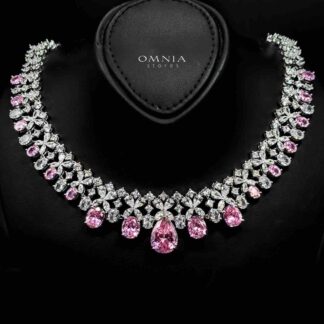 Omnia Suhana Pink Bridal Full Set with High-Quality Simulated Diamonds Rhodium Plated