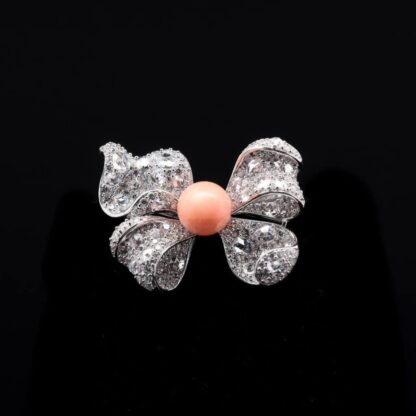 Omnia Coral Butterfly Brooch in 92.5 Silver with High Quality Simulated Diamonds
