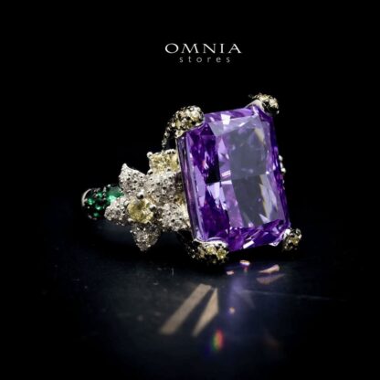 Omnia Riham Ring in 92.5 Silver High Quality Simulated Diamonds - Image 3