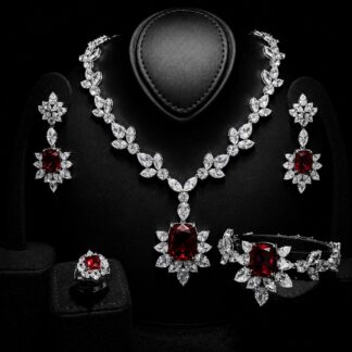 Omnia Medusa Red Bridal Full Set in 92.5 Silver High Quality Simulated diamonds