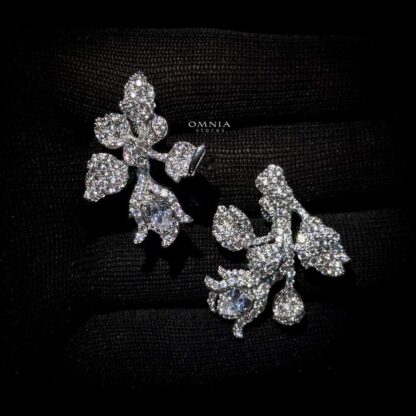 Omnia Banan White Earrings in 92.5 Silver In High Quality Simulated diamonds