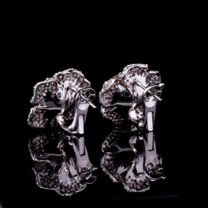 Omnia White Rose Stud Earrings with High-Quality Simulated Diamonds in 92.5 Silver - Image 3