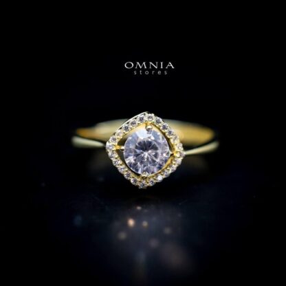 Omnia Laila Cushion Ring with High Quality Iced Cut Stone in 92.5 Silver