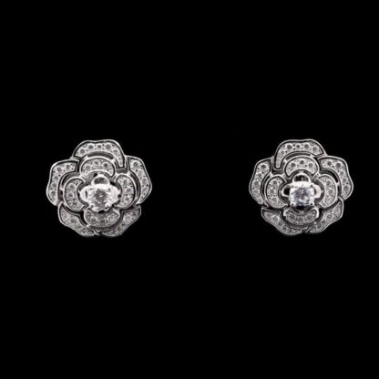 Omnia Rose Earrings in 92.5 Silver with High Quality Simulated Diamonds