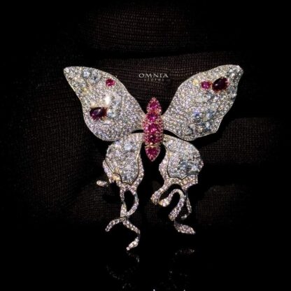 Omnia Freya Butterfly brooch in 92.5 Silver In High Quality Simulated diamonds - Image 2