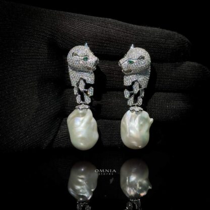 Omnia Mahra Leopard Earring In 92.5 Silver In High Quality Simulated Diamonds