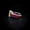 Omnia Zayna Yellow Emerald Cut Ring 92.5 Silver with High-Quality Simulated Diamonds and Ruby Accents - Image 4