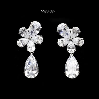 Omnia Thurayya White Earring in 92.5 Silver High Quality Simulated diamonds