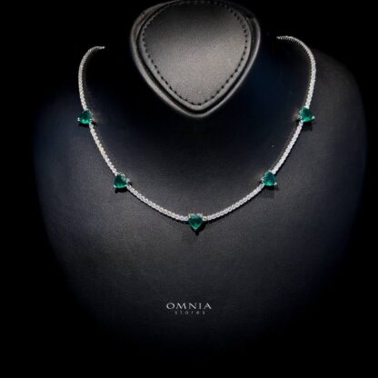 Omnia Louise Green Necklace 92.5 Silver In High Quality Simulated diamonds - Image 2