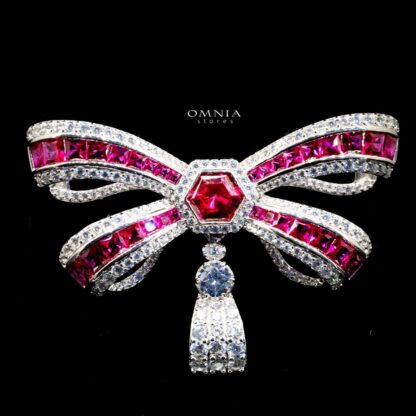 Omnia Tanya Bow brooch in 92.5 Silver High Quality Simulated diamonds