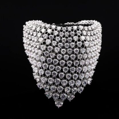 Omnia Luxury Simulated Diamond Mesh Bracelet in 925 Pure Silver with High Quality Simulated Diamonds