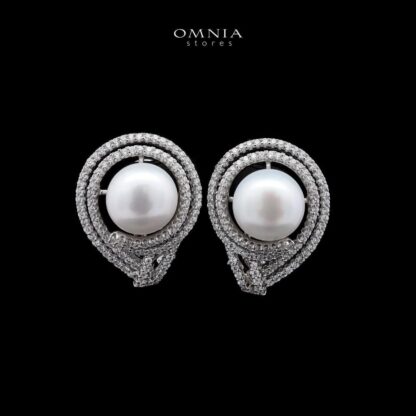 Omnia Reese Pearl Set in 92.5 Silver with High Quality Simulated Diamonds - Image 4