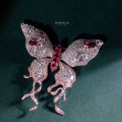 Omnia Freya Butterfly brooch in 92.5 Silver In High Quality Simulated diamonds - Image 3