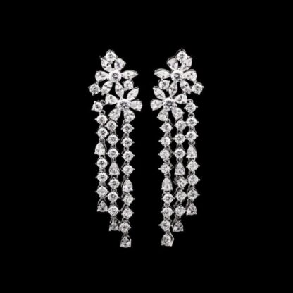 Omnia Luxury Flower Drop Earrings in 92.5 Pure Silver with Exquisite High Quality Simulated Diamonds