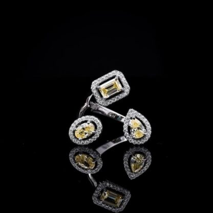 Omnia Bona Yellow Ring 92.5 Pure Silver Jewelry in High Quality Simulated Diamonds