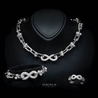 Omnia Infinity Chains Bridal Full Set with High-Quality Simulated Diamonds Rhodium Plated