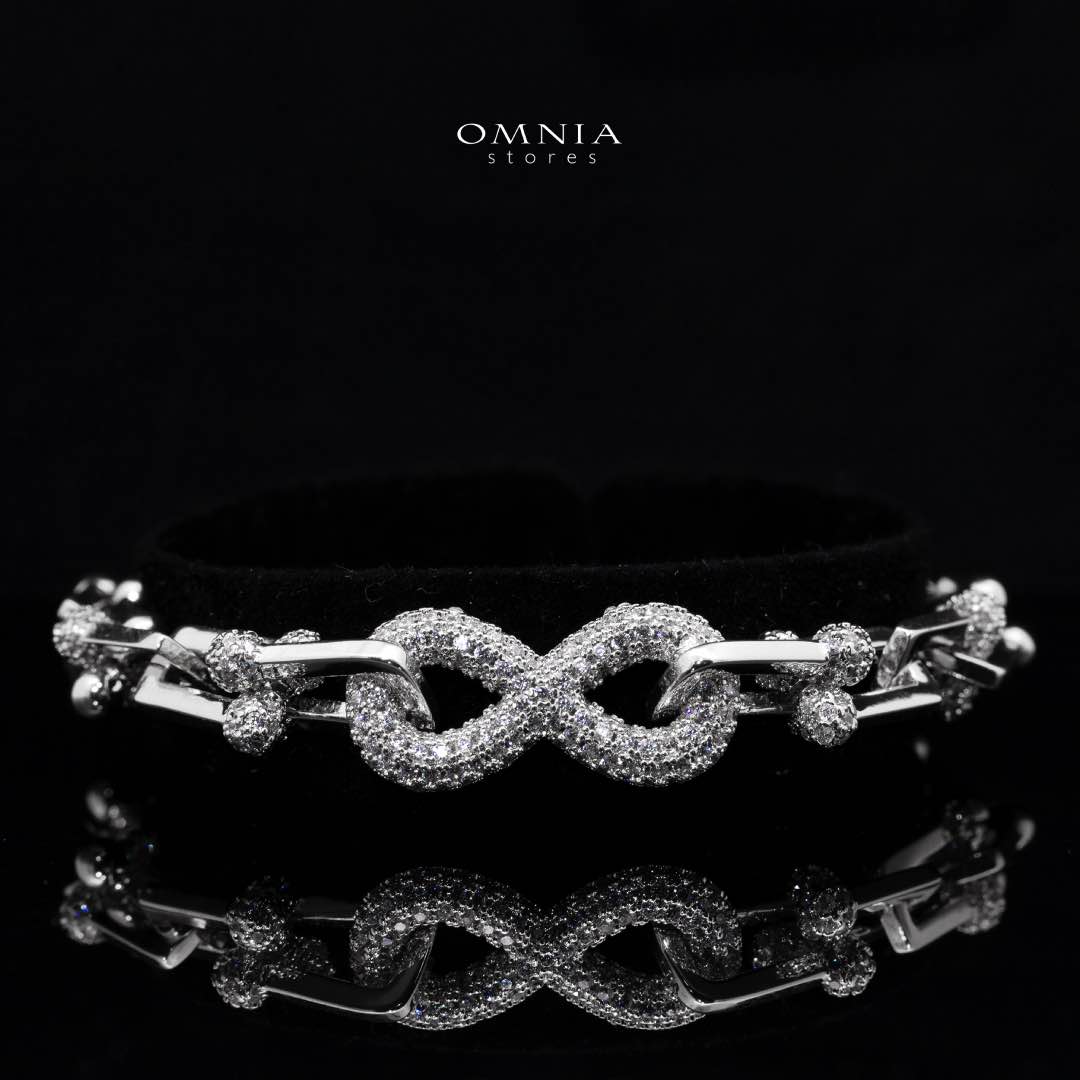 Omnia Infinity Chains Bridal Full Set with High-Quality Simulated Diamonds Rhodium Plated - Image 3