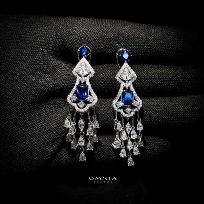 Omnia Dhabia Earrings in 92.5 Silver In High Quality Simulated diamonds - Image 3