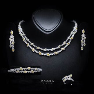 Omnia Nada Yellow Bridal Full Set in High Quality Zircon Stone Rhodium Plated