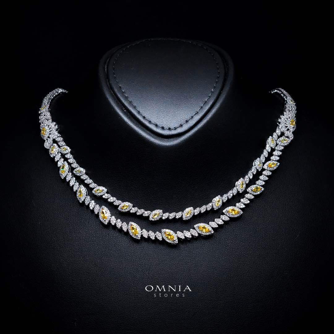 Omnia Nada Yellow Bridal Full Set in High Quality Zircon Stone Rhodium Plated - Image 2
