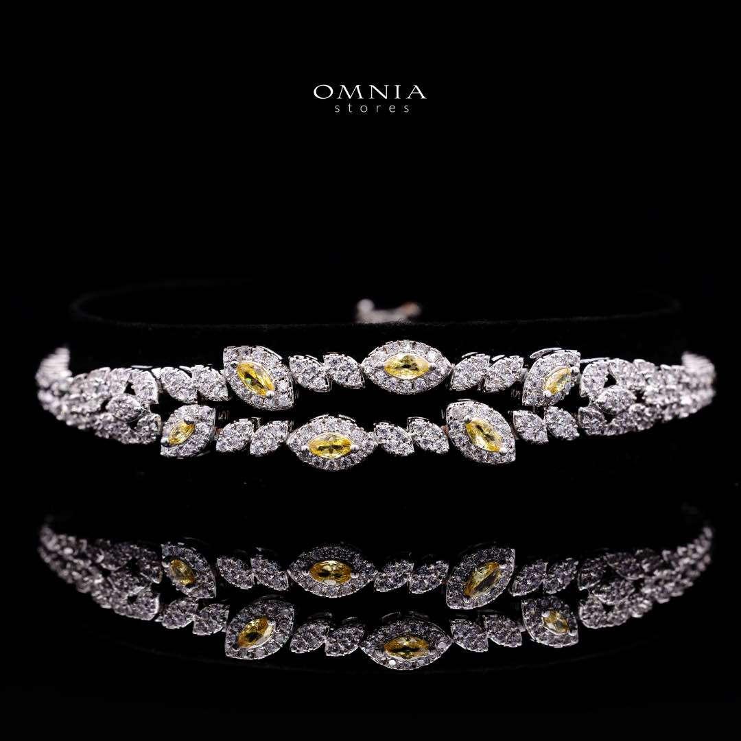 Omnia Nada Yellow Bridal Full Set in High Quality Zircon Stone Rhodium Plated - Image 4