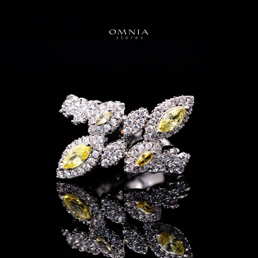 Omnia Nada Yellow Bridal Full Set in High Quality Zircon Stone Rhodium Plated - Image 5