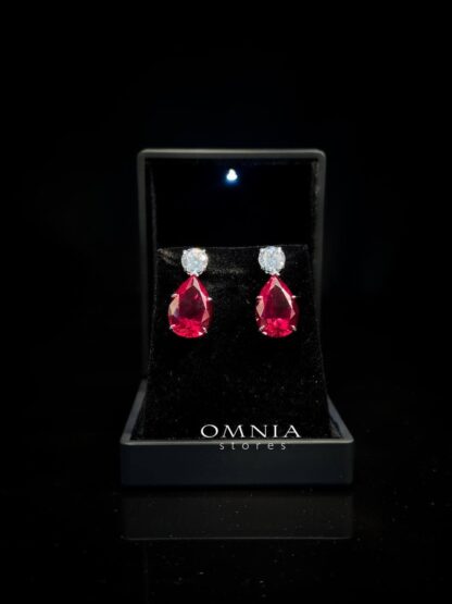 Omnia Byna Red Earring in 92.5 Silver Accessories In High Quality Simulated Diamonds - Image 5