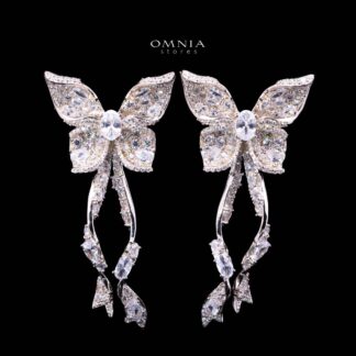 Omnia Zoey Butterfly Drop Earrings in 92.5 Silver with High Quality Simulated Diamonds