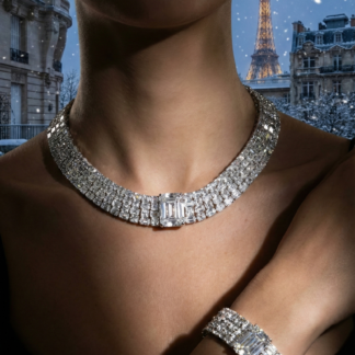Omnia Zeina Silver Set in 92.5 Silver with High-Quality Simulated Diamonds