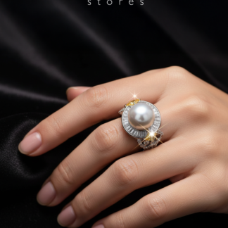 Omnia Roya Ring 92.5 Silver in High Quality Simulated Diamonds