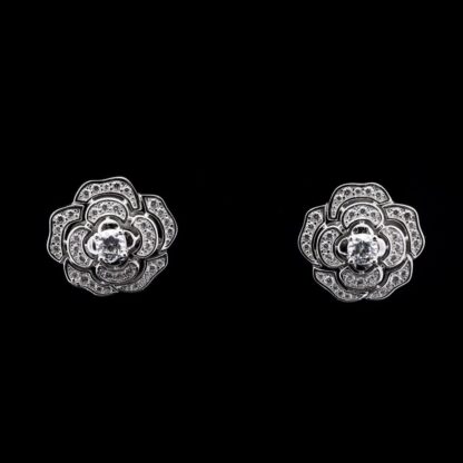 Omnia Rose White Earrings in 92.5 Silver with High Quality Simulated Diamonds