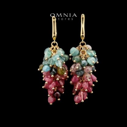 Omnia Aurora Tourmaline Cluster Drop Earrings in 92.5 Silver with Gold Plated Finish - Image 2