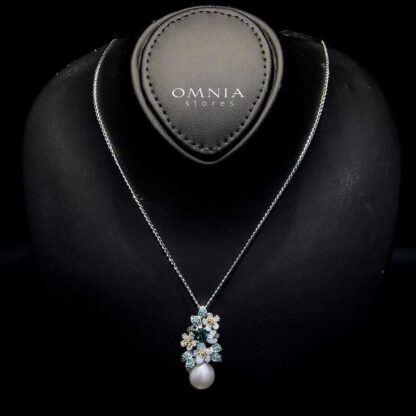 Omnia Micaela Freshwater Pearl with High-Quality Simulated Diamonds in 92.5 Silver - Image 6
