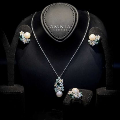 Omnia Micaela Freshwater Pearl with High-Quality Simulated Diamonds in 92.5 Silver - Image 2