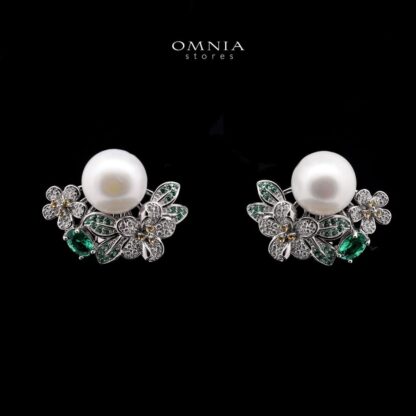 Omnia Micaela Freshwater Pearl with High-Quality Simulated Diamonds in 92.5 Silver - Image 3