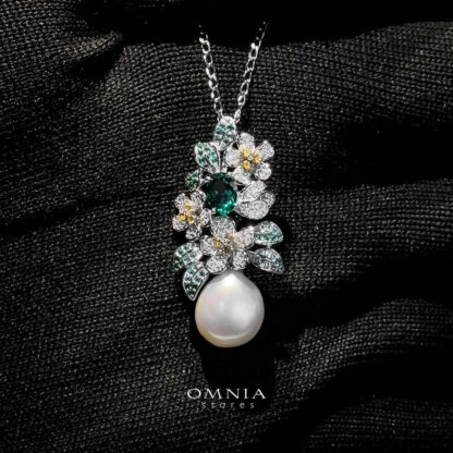 Omnia Micaela Freshwater Pearl with High-Quality Simulated Diamonds in 92.5 Silver - Image 5